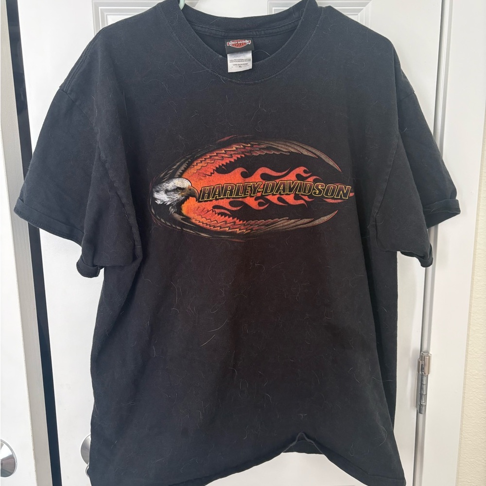 Harley-Davidson Black T-Shirt with Flame Graphic